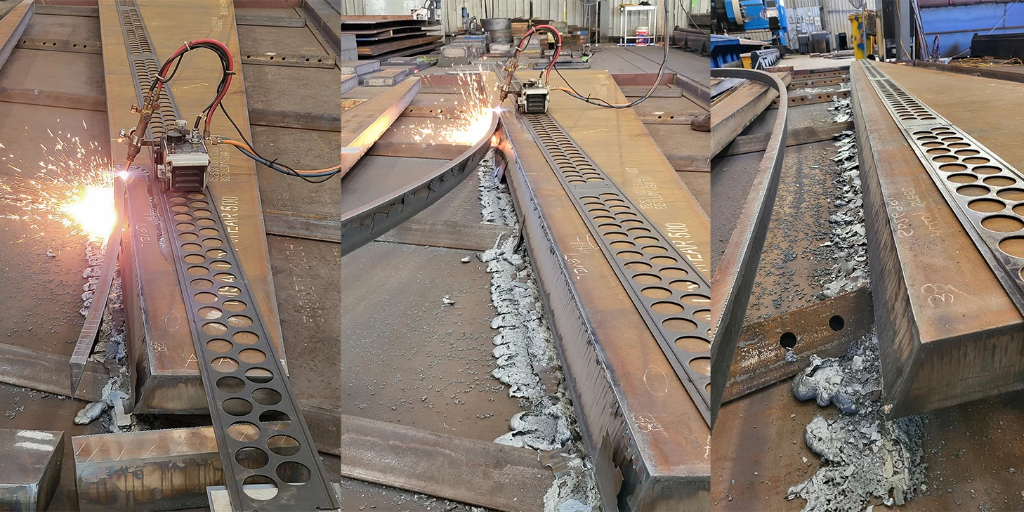 Bevelling Heavy Steel Plate – WEAR 500 at 100mm